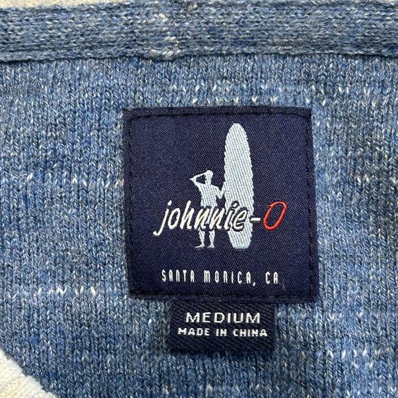 Johnnie O Conner Lightweight Sweater Blue Colorblock Cotton Linen Preppy Sz M - Picture 3 of 5